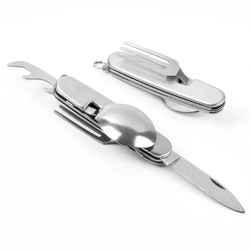Camping Cooking Full Set - Camping Tableware Set Stainless Steel Folding