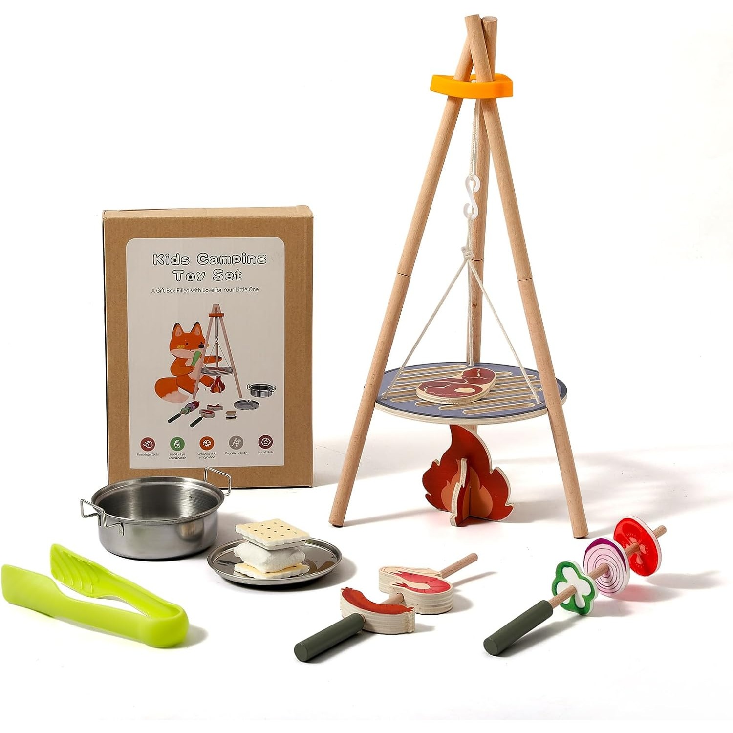 Camping Cooking With Kids - Wooden Kids Camping Toy Set Campfire