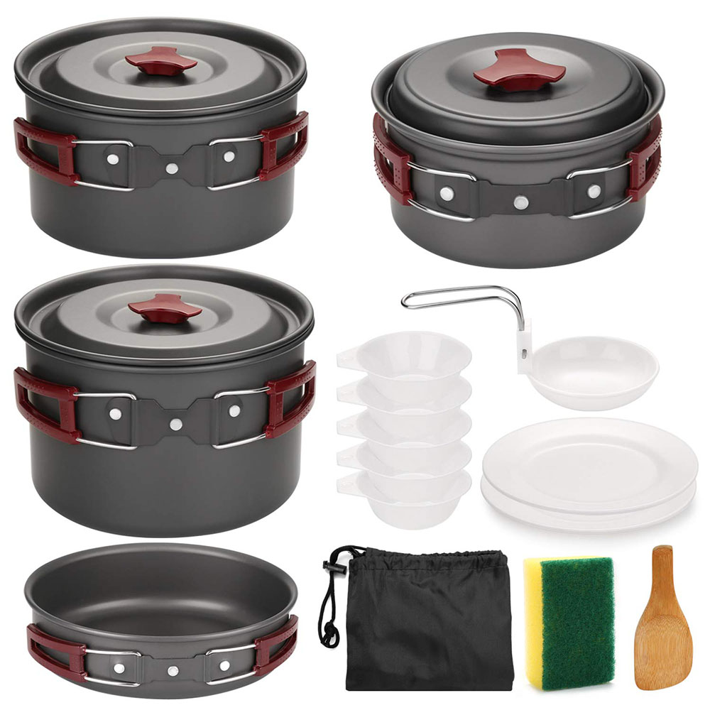 Camping Cooking Full Set - Outdoor Camping Cookware Kit Non Stick