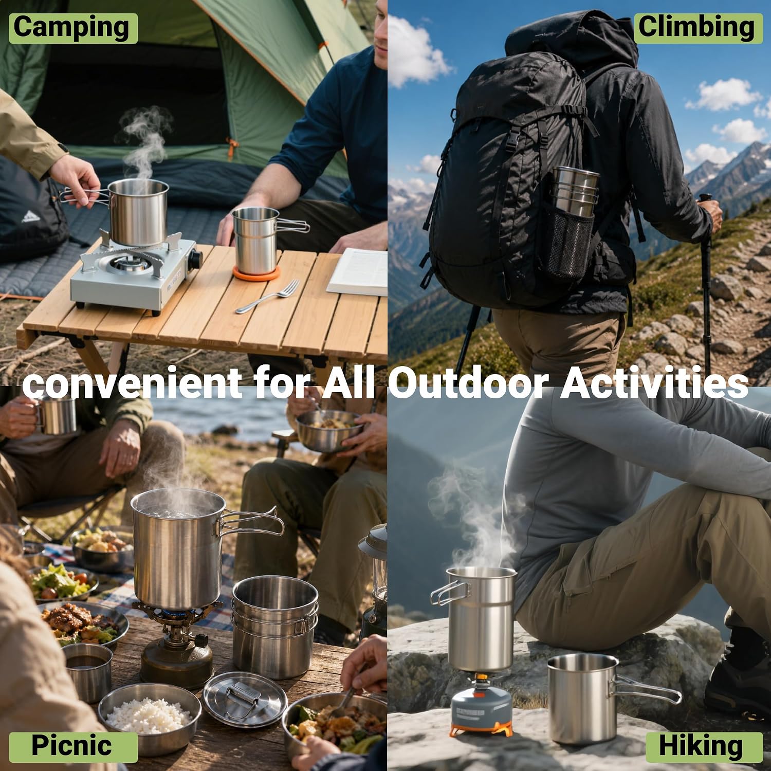 Foldable Camping Cups Mugs Cam - огляд і ціна Camping Cooking Full Set