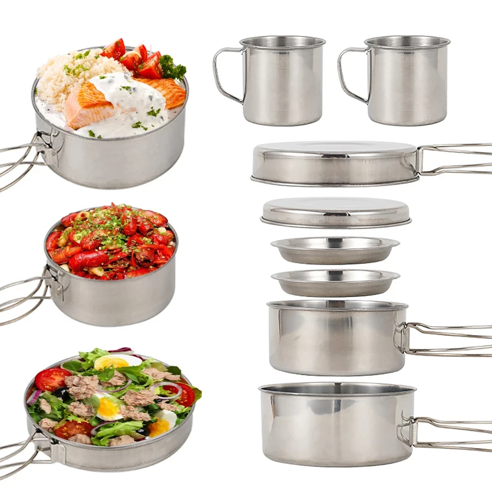 8pcs/Set Camping Cookware Mess - огляд і ціна Camping Cooking Full Set