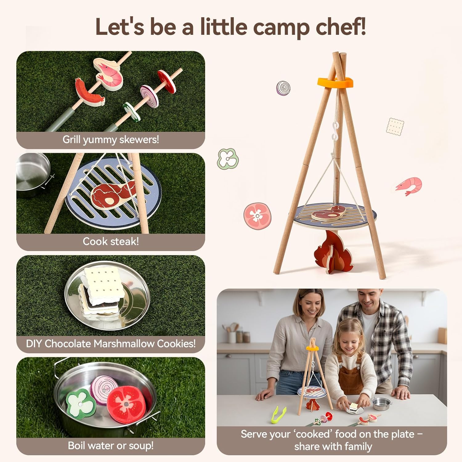 Wooden Kids Camping Toy Set Ca - огляд і ціна Camping Cooking With Kids