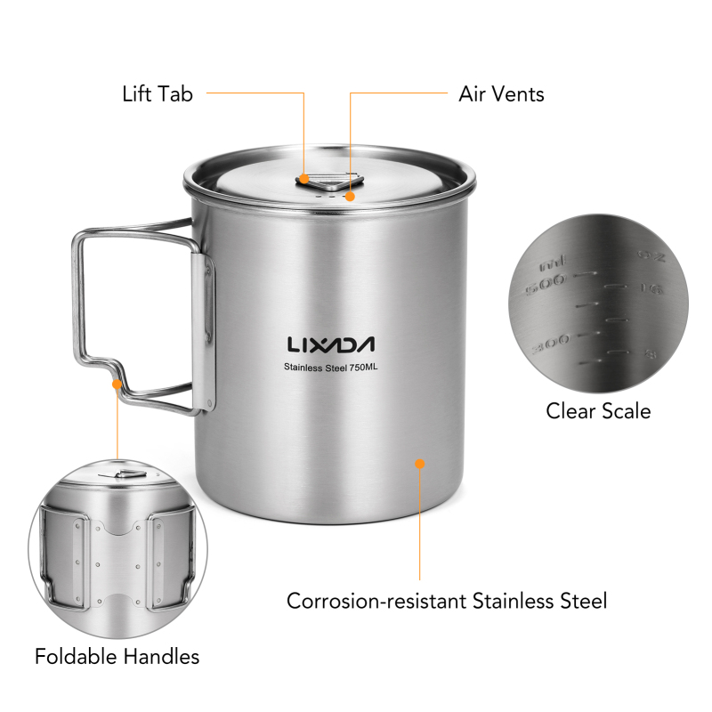 Lixada 750ml Cup Outdoor Stain - огляд і ціна Camping Cooking Mesh