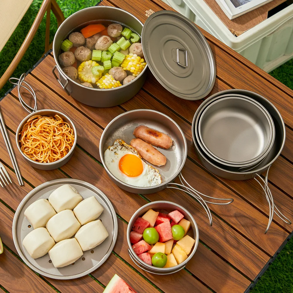 Titanium Outdoor Pot Set Picni - огляд і ціна Camping Cooking Mesh