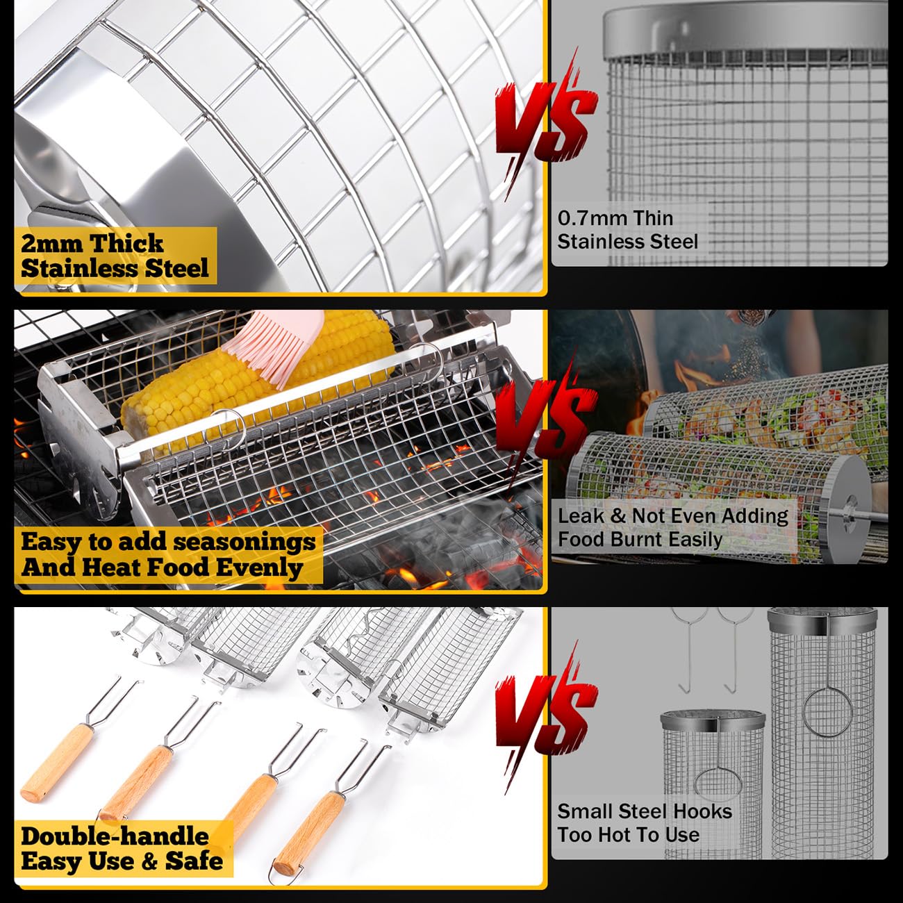 BUYYES Rolling Grill Basket BB - огляд і ціна Camping Cooking Mesh